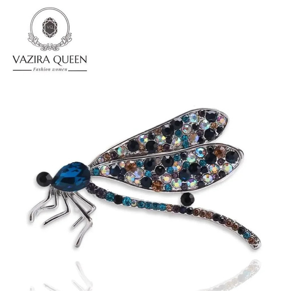 VQ Rhinestones Dragonfly Brooch - Picture 1 of 8